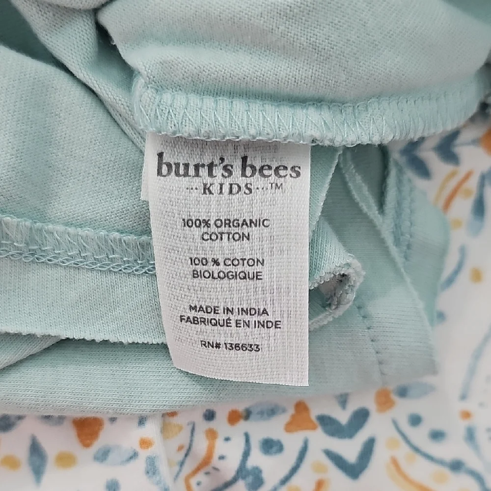 NWT Burt's Bees Girls Light Aqua Organic Cotton Long Sleeve Legging Set. Size 2